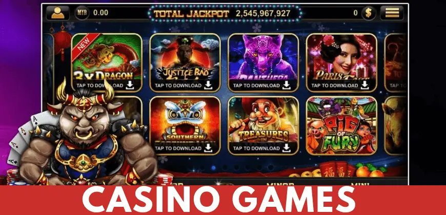 showing various casino games